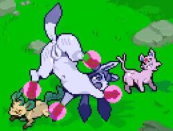 ambiguous_gender animated anus ass bondage eeveelution espeon female feral feral_only furry generation_2_pokemon generation_4_pokemon glaceon leafeon mp4 no_sound pokemon pokemon_(species) pussy submarine_screw tagme video