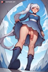 ai_generated from_below futa_only futanari low-angle_view rwby stable_diffusion viewed_from_below wayfinder_art weiss_schnee