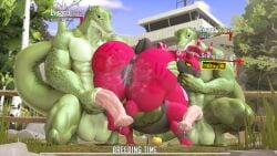 3d_(artwork) anthro big_ass big_balls big_penis breeding dominant_male female garry's_mod horny_female imminent_sex lizard_(petruz) male muscular_male pokemon r1ffu scalie scolipede wet_pussy