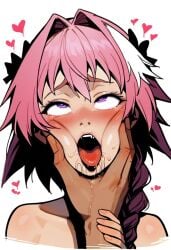 ahegao ai_generated astolfo_(fate) drooling eyes_rolling_back fate/apocrypha fate/grand_order fate_(series) femboy pink_hair sissy tongue_out trap verybadboye