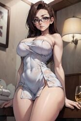 abdomen abdominals abs ai_generated anime anime_style arms_behind_back bare_shoulders belly_button big_breasts breasts brown_eyes brown_hair cute fake_breasts female female_focus female_only focus from_below glasses glasses_only hands_behind_back hd hd_(traditional) hourglass_figure huge_breasts human large_breasts light light-skinned light-skinned_female light_body lighting lips lipstick long_hair looking_at_viewer midriff naked_towel navel neck no_bra nsfw pose posing posing_for_picture posing_for_the_viewer red_eyes round_breasts seducing seduction seductive seductive_body seductive_eyes seductive_gaze seductive_look seductive_mouth seductive_pose shiny shiny_breasts shiny_clothes shiny_hair shiny_skin sidelocks simple_background sky4maleja slender_waist thick_ass thick_thighs tight_clothes tight_clothing toned toned_belly toned_body toned_female toned_stomach towel towel_only transparent_clothing waist wet_body