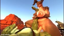 1boys 1girls 3d amazon_position animated big_breasts breasts deathclaw female female_deathclaw kasdaq lizard_(petruz) male no_sound sex tagme vaginal_penetration video