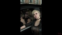 1boy1girl 3d animated blonde_hair cassie_cage coach_(left_4_dead) cum cum_on_face dark-skinned_male driving fellatio hand_on_ass interracial just_the_tip kissing leather_jacket licking_penis makeup mortal_kombat nose_piercing ponytail sound spankysfm spitting tagme to_be_continued video