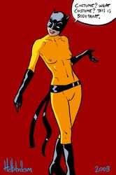 1girls 2008 hellcat hellstroem marvel patsy_walker red_background smooth_skin solo solo_female