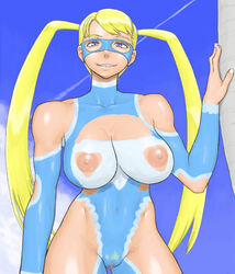 1girls bb breasts capcom censored female large_breasts lowres nipples paint pussy rainbow_mika straight_hair street_fighter yamakawaya