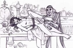 2boys aladdin aladdin_(character) anal_fingering anal_penetration anus bondage bound_arms boy_rape broken_glass clenched_teeth closed_eyes clothed_male_nude_male cmnm destane disney erection experiment exposed forced forced_yaoi gay holding_ankle humiliation laboratory legs_held_open lube male male_only male_rape_victim monochrome mozenrath multiple_boys naked nude older_man_and_younger_boy on_back on_table penis rape restrained rope science sketch spread_legs table testicles uncensored yaoi