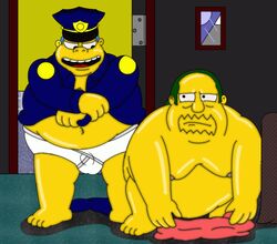 blue_hair chief_wiggum chubby cmnm color comic_book_guy erect_nipples fat fat_man front_view green_hair human imminent_sex jeff_albertson lifetime male male_only multiple_males nipples nude obese obese_male overweight overweight_male penis_shaped_bulge tagme the_simpsons undressing yaoi