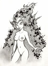 1girls alien alien_girl anodite aura ben_10 ben_10_alien_force black_and_white breasts cartoon_network female glowing humanoid mature nipples nude pussy smooth_skin solo verdona