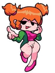 1futa :3 bottomless d-side_girlfriend edited edited_art edited_official_artwork flaccid flaccid_penis freckles friday_night_funkin friday_night_funkin_(d-side) friday_night_funkin_mod futanari ginger ginger_hair green_vest guestuser360 light-skinned_futanari pink_heels pink_shirt solo solo_focus tagme