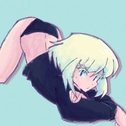 1boy androgynous blush bob_cut embarrassed femboy femboy_only hoodie lio_fotia panties petite petite_body petite_male promare short_hair slim slim_male slim_waist solo twink