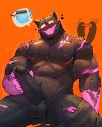 balls biceps big_balls big_penis black_fur cat_ears cat_tail cratty_wan dick fortnite fortnite:_battle_royale fur furry gay head_tilt legs_apart legs_spread male_only masculine meowscles meowscles_(fortnite) muscular muscular_male nipple_piercing nipples pants pants_down pecs penis phantom_meowscles piercings scars simple_background slurp_(fortnite) smile smiling tail tail_wagging text_bubble white_eyes