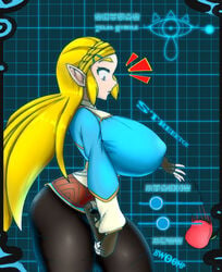 1girls apple attribute_slider breast_expansion breasts breath_of_the_wild demigoddess female huge_breasts kazuya_zoey nintendo nipple_bulge princess_zelda sheikah_slate slider the_legend_of_zelda zelda_(breath_of_the_wild)