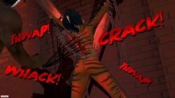 1boy 1girls arrancon ass cat_ears dark-skinned_female dark-skinned_male faunus nude_female nude_male rwby sienna_khan tied_arms tied_legs tied_up whip whipping_back white_fang white_fang_(rwby) white_fang_member