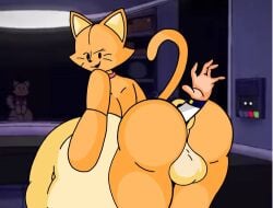 1boy anal anal_vore anthro anthro_on_human anus arm_tuft ass balls belly belly_button big_ass big_belly big_thighs bratti_(gremlingrounded) cat collar digital_media_(artwork) fanart felid feline felis femboy femboy_only fingers furry hand_on_belly hand_out horror horror_(theme) horror_game huge_ass huge_belly human human_hands human_on_anthro large_belly looking_back lovedoll_toy_factory male male_only male_pred male_prey navel orange_fur predator/prey raised_tail security_guard shin120318 tail thick_thighs thighs tuft vore vore_belly whiskers
