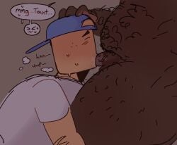 2boys blowjob blush civilian_(die_of_death) closed_eyes clothed dialogue die_of_death_(roblox) english_text gay hairy_body hand_on_head hotdog_(die_of_death) male_only nude oral penis popeexoxo roblox roblox_game robloxian saliva saliva_trail self_upload shy side_view speech_bubble sweat tagme taunt_(die_of_death) text