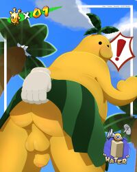big_balls chubby day fat_ass fat_butt fat_cock fat_male flaccid_penis furry furry_male gay gay_male inminent_sex looking_back low-angle_view mario_(series) nintendo outdoor_nudity outdoors outside penis pianta pianta_(super_mario_sunshine) skirt_lift skirt_pull solo_male standing super_mario_sunshine surprised