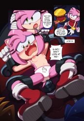 1girls 3boys amy_rose angry animal_ears animal_nose anthro black_nose blue_hair blush blush_lines blushing_female bodily_fluids boots breasts childish_panties closed_mouth clothed clothing comic crying dialogue dr._eggman dress embarrassed embarrassed_female english_text erect_nipples euf-dreamer eulipotyphlan female female_anthro footwear fox fox_ears fur furry furry_female furry_male gloves green_eyes hairband hammer handwear hedgehog legs male_anthro multiple_boys nipples no_bra open_eyes open_mouth panties panties_only piko_piko_hammer pink_body pink_fur pink_hair pink_nipples pink_tail print_panties red_boots red_dress sega shoes short_tail sleeveless sleeveless_dress small_breasts solo sonic_(series) sonic_the_hedgehog sonic_the_hedgehog_(series) spread_legs spreading tail tails_the_fox tears text topless topless_female trapped underwear underwear_only white_gloves white_panties white_underwear