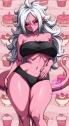 alternate_version_available android_21 big_ass big_breasts black_sclera digital_drawing_(artwork) dragon_ball dragon_ball_(series) dragon_ball_fighterz dragon_ball_super dragon_ball_xenoverse dragon_ball_z earrings gokthan gokthan_(artist) majin_android_21 nipples pink_body red_eyes solo_female thick_thighs white_hair