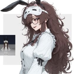 1girls 2026 2d ai_generated breasts brown_eyes brown_hair bunny_ears cl4wny clothed clothing cute cute_face female glasses light-skinned_female light_skin long_hair medium_breasts messy messy_hair oc open_mouth original original_characters pajama_pants pajama_shirt pajamas princess_peach roblox roblox_avatar roblox_game roblox_studio robloxian side_view sleep_molestation sleepwear