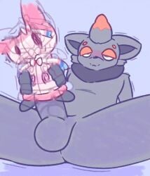 ambiguous_gender animate_inanimate animated anthro ass balls blush bodily_fluids canid canine digital_drawing_(artwork) digital_media_(artwork) dizzy_eyes duo eeveelution erection female female_penetrated fur generation_1_pokemon generation_5_pokemon generation_6_pokemon generation_7_pokemon genital_fluids genitals hair jellybeankofi loop male male/female male_penetrating mammal masturbation mimikyu nintendo nude penetrable_sex_toy penetration penile penile_masturbation penis plushie plushophilia pokemon pokemon_(species) rough_sex sex sex_toy shaking simple_background smile stitch_(sewing) sylveon vaginal_penetration vulva zorua