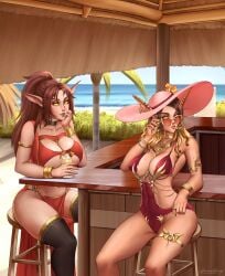2girls arimatang beach big_breasts blizzard_entertainment blood_elf breasts breasts_bigger_than_head breasts_out busty busty_female cleavage cleavage_cutout curvaceous curvaceous_body curvaceous_female curvaceous_figure curvy curvy_body curvy_female curvy_figure curvy_hips elf elf_ears elf_female enormous_breasts female female_only giant_breasts gigantic_breasts huge_breasts huge_thighs large_breasts massive_breasts massive_thighs nipple_bulge nipple_outline nipples_visible_through_clothing one-piece_swimsuit perky_breasts perky_nipples sexy stockings swimsuit swimwear thick_legs thick_thighs thunder_thighs thunderthighs tits_bigger_than_head tits_out voluptuous voluptuous_female warcraft wide_hips wide_thighs world_of_warcraft yuri