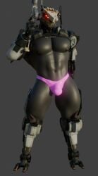 3d 3d_(artwork) 3d_render augghles big_nipples black_body black_nipples grey_background machine male_only markings multiple_eyes muscular muscular_male non-human non-human_head non-human_only pink_thong posing red_eyes robot robot_humanoid solo solo_focus solo_male spectre_(titanfall) textured_skin thick_thighs thong titanfall two-tone_body weapon white_body