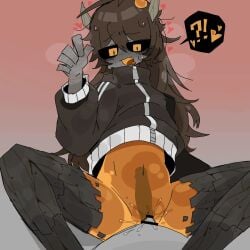 1boy 1boy1girl 1girl 1girl1boy 1girls 1girls1boy ?! black_eyes bongbong brown_hair cowgirl_position female female_focus gray_skin humanoid jacket limbus_company lobotomy_corporation long_hair male male/female monster monster_girl mouth_open orange_body orange_eyes orange_pupils penetration penile penile_penetration penis penis_in_pussy penis_out project_moon pussy pussy_juice pussy_juice_drip ruina_card_art_attack_victim_grey_guy says sex slime slime_girl sole_female steam steamy_breath tagme track_jacket wet wet_pussy