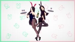 black_hair bunny_ears bunny_girl bunnysuit danganronpa_another fanganronpa female female_only hair_over_one_eye koikatsu koikatsu_(medium) only_female pale-skinned_female pale_skin purple_eyes reverse_bunnysuit rule_63 super_danganronpa_another_2 yomiuri_nikei