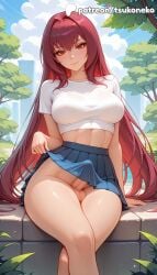 1futa 2026 ai_assisted ai_generated anime artist_name blue_sky breasts bush clothes_lift cloud cock dick erection explicit fate/grand_order fate_(series) futa_only futanari hi_res high_quality high_resolution highres leaf light-skinned_futa long_hair outdoors patreon patreon_username penis purple_hair scathach_(fate) skirt skirt_lift sky smile solo stable_diffusion testicles tsukoneko watermark