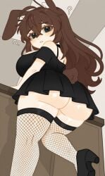 1girls ? ai_generated ass ass_focus behind_view below_view big_breasts booty breasts brown_hair bunny_ears bunny_tail butt_focus choker confused confused_expression confused_face confused_look curly_hair fancy fancy_clothing fancy_dress fishnet_legwear fishnet_thighhighs fishnets gacha gacha_club gacha_life gacha_life_2 honeybunn14 kim_chan long_hair rabbit_ears rabbit_tail shoulders shoulders_exposed skirt titties viewed_from_behind viewed_from_below