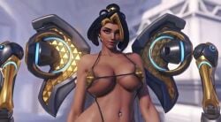 abs ai ai_generated big_ass big_breast bikini black_hair cleavage dark-skinned_female dark_skin domina domina_(overwatch) female grok grok_imagine huge_breasts large_breasts micro_bikini overwatch ponytail solo tagme thong toned_stomach vaira_singhania video