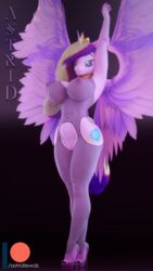 2019 3d 9:16 alicorn anthro areola astridofastora bodysuit breasts clothing collar crown cutie_mark equid female fishnet footwear friendship_is_magic hi_res high_heels horn mammal my_little_pony nipples pose princess_cadance_(mlp) pussy shoes solo tiara tight_clothing wings