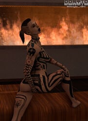 1girls 3d 3d_(artwork) artist_name ass black_hair black_lips black_lipstick bottomless breasts choker closed_eyes completely_nude donyto eyes_closed female female_only fireplace fisting human human_only jack_(mass_effect) lipstick long_hair makeup mass_effect mass_effect_3 masturbation naked nipples nude nude_female nudity ponytail solo subject_zero tattoo tattoos topless uncensored