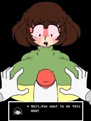 1boy 1girls 2d 3:4 animated animated_gif asriel_dreemurr beat_banger beat_banger_(mod) big_breasts bouncing_breasts breasts chara darky darkynsfw disembodied_hands drooling eyes_wide_open female female_chara gif green_shirt groping groping_breasts hands huge_breasts huge_cock imminent_paizuri imminent_sex jiggling_breasts lastminutename looking_at_penis m00dyblues male mesmerized penis penis_awe penis_pressed_against_chest shocked shocked_expression shocked_eyes short_hair staring_at_penis straight tagme text text_box toriel_beat_banger transparent_background uncensored undertale undertale_(series) vertical_video