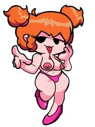 1futa :3 big_breasts breasts bulge bulge_through_clothing d-side_girlfriend drool edited edited_art edited_official_artwork freckles friday_night_funkin friday_night_funkin_(d-side) friday_night_funkin_mod futanari ginger ginger_hair guestuser360 light-skinned_futanari panties pink_heels pink_panties pink_thong saliva saliva_string solo solo_focus tagme thong