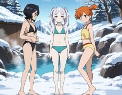 3girls ai_generated anime_leek bleach frieren frieren_beyond_journey's_end kasumi_(pokemon) kuchiki_rukia pokemon