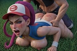 3d age_difference ai_generated anal_sex crying fluids forced jessie_(pokemon) milf pokemon raped_by_enemy raped_female render satoshi_(pokemon) screaming younger_male