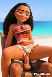 1boy 1boy1girl 1girls ai_generated bandeau beach black_hair blue_sky breasts brown_eyes chair clitoris clothed_sex clothing_aside cowgirl_position dark-skinned_female dark-skinned_male dark_skin day disney disney_princess female forehead half-closed_eyes hi_res interracial jewelry long_hair lustboxai moana moana_2 moana_waialiki native_american naughty_face necklace ocean outdoors panties panties_aside pendant penis pussy reverse_cowgirl_position reverse_upright_straddle sex sex_from_behind sitting skirt sky small_breasts smile solo_focus spread_legs straddling straight strapless testicles tube_top uncensored underwear vaginal_penetration vaginal_sex white_panties