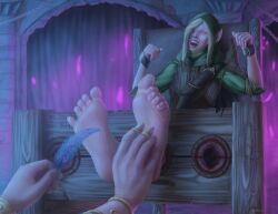 deivhoyna elf feather_tickling feet foot_fetish kerillian tickling tickling_feet warhammer_(franchise) warhammer_fantasy