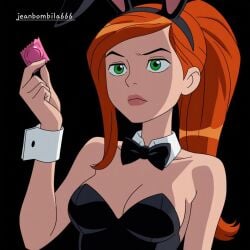 1girls ai_generated animated ben_10 ben_10_alien_force ben_10_ultimate_alien bunny_girl bunnysuit cartoon_network female female_focus female_only gwen_tennyson gwen_tennyson_(alien_force) gwen_tennyson_(ultimate_alien) jeanbombila666 long_hair red_hair