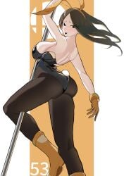1girls animal_ears arm_up ass atsupiza back backless_leotard bare_shoulders black_eyes black_hair black_leotard black_lips black_pantyhose blush boots breasts brown_gloves brown_hair bunny_day bunny_tail bunnysuit clothing fake_animal_ears fake_tail female from_behind gloves highleg highleg_leotard holding_pole large_breasts leotard long_hair looking_at_viewer looking_back makeup mii mii_gunner mii_gunner_(smash_ultimate) nintendo_switch open_mouth orange_footwear orange_gloves pantyhose playboy_bunny pole pole_dancing rabbit_ears rabbit_tail sideboob smile solo strapless strapless_leotard stripper_pole super_smash_bros. super_smash_bros._ultimate tail year_of_the_rabbit yellow_boots yellow_footwear yellow_gloves