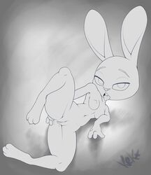 2019 4_toes absurd_res anthro anus biped black_and_white breasts claws disney drooling female fur hi_res judy_hopps kektails lagomorph leporid line_art long_ears looking_at_viewer mammal masturbation nipples nude open_mouth pussy pussy_juice rabbit saliva signature small_breasts solo spread_legs spreading thick_thighs toes tongue unfinished wet zootopia