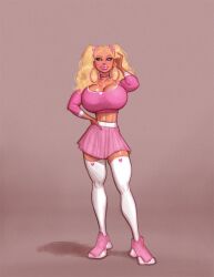abs absolute_territory bimbo bimbo_body bimbo_lips blonde blonde_female blonde_hair blue_eyes choker cleavage clothed hoop_earrings hoop_earrings_oversized huge_ass huge_breasts kitty_summers pigtails pink_skirt pink_top pussy_in_bio skirt sneakers theofficialpit thigh_highs thighhighs thighs tummy