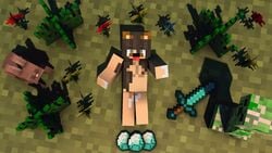 3d creeper dog_girl female human minecraft nude rabbit rabbit_(minecraft) tagme