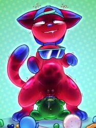 3:4 absurd_res anal anal_fluids anal_fluids_on_food anal_fluids_on_object anal_juice_drip anal_masturbation anal_orgasm anal_sex anus blue_anus blue_eyes blue_nose blue_vulva bodily_fluids candy cavity_storage cha0sapien clothing crouching deep_anal deep_penetration dessert drooling ejaculation eyewear felid female feral food food_creature food_fetish food_insertion food_play genitals gummy_(food) gummy_bear_(food) hands-free headgear headgear_only headwear headwear_only hi_res improvised_sex_toy jawbreaker jelly_bean living_candy lollipop looking_pleasured mammal masturbation mostly_nude orgasm penetration red_body saliva saliva_string simple_background sipkit sketch solo tail tears tears_of_pleasure vulva