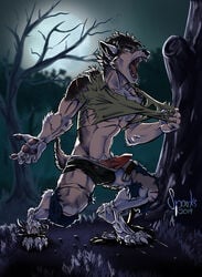 11:15 2019 absurd_res anthro blue_eyes canid canine canis hi_res male male_only mammal rakan_(werewolf) scar sparks99 transformation were werecanid werecanine werewolf wolf