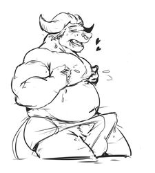 2019 anthro balls belly blush bovid bovine bulge clothing erection heart hi_res humanoid_hands jumperbear male male_only mammal masturbation moobs overweight overweight_male penis solo sweat true_buffalo underwear water_buffalo