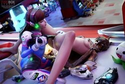 2girls 3d anal anal_masturbation areolae blender breasts buttplug d.va dildo dildo_in_pussy female female_only fireboxstudio hana_song hanamura_(map) lena_oxton nipples overwatch overwatch_2 pachimari penetration pussy sex_toy spread_legs tracer vaginal vaginal_penetration yuri