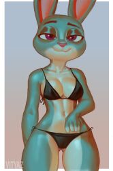 anthro bikini breasts clothing disney female fur hi_res judy_hopps lagomorph leporid mammal rabbit solo vityaz zootopia