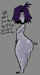 1girls 3_eyes alternate_version_at_source ass_bigger_than_head big_ass big_butt bottom_heavy bubble_butt choker choker_only claire_wheeler crossed_arms curvaceous curvy curvy_figure dialogue disney english_text female female_only goth goth_girl grey_background hair_over_one_eye hairy_pussy huge_ass lazycumlol mole mole_under_eye mole_under_mouth monster_girl monsters_inc monsters_university multi_eye neckwear nude pixar pubic_hair purple_hair side_view solo solo_female tail text thick_thighs voluptuous voluptuous_female wide_hips